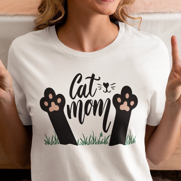 Cat Mom T-Shirt - Cute Feline Lover Tee - Funny Kitty Mother Shirt - Pet Parent Gift - Kitten Mama Apparel - Purrfect Cat Mommy Top - Meow!