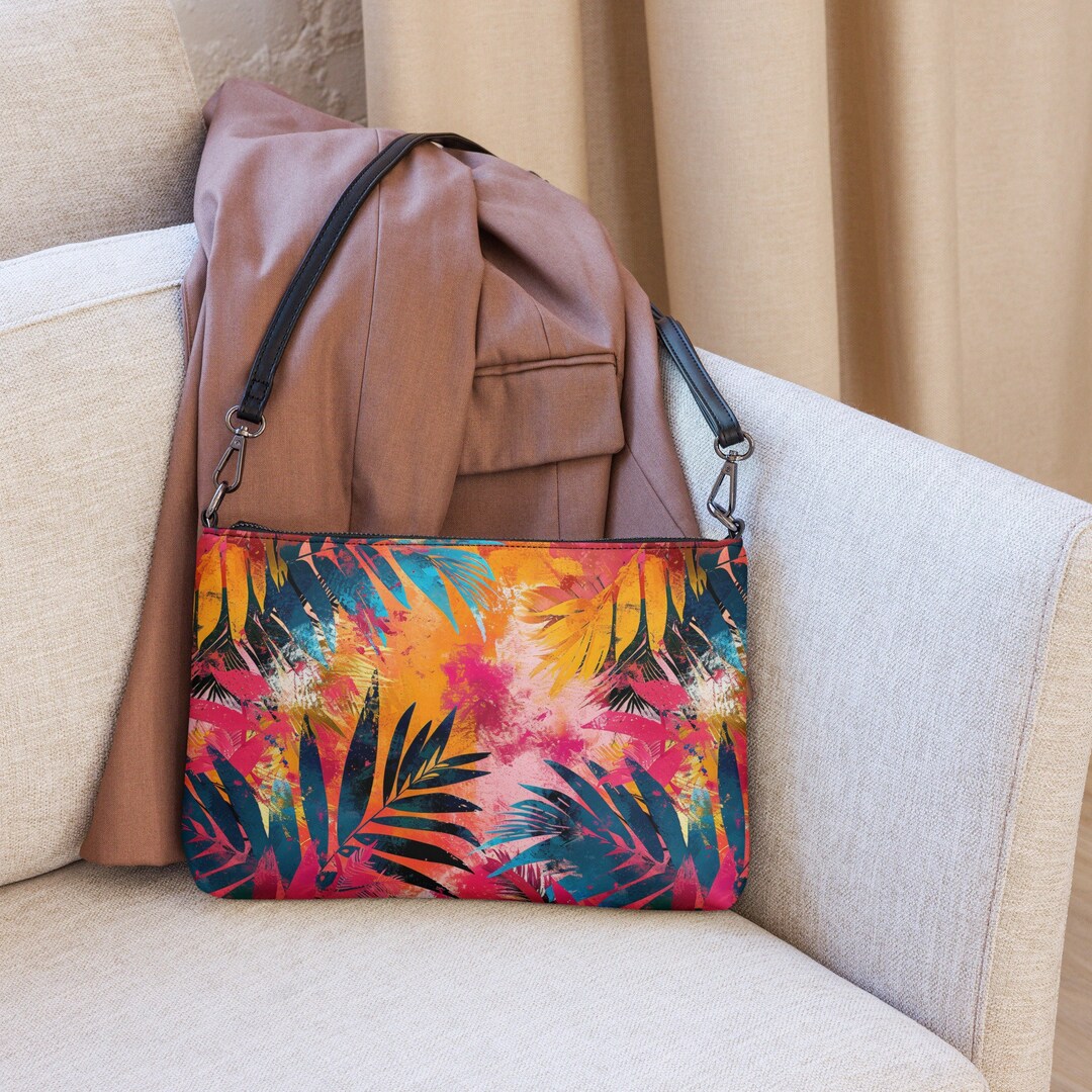 Hummingbird Palm Leaves Crossbody Bags