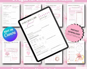 Self-Care Journal Printable: Mindfulness & Stress Relief Workbook (PDF Download, Canva Template Included