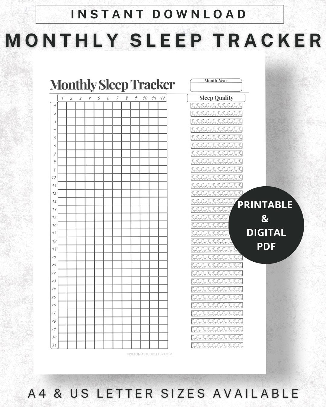 Monthly Sleep Tracker Printable | Sleep Log & Dream Journal | Sleep ...