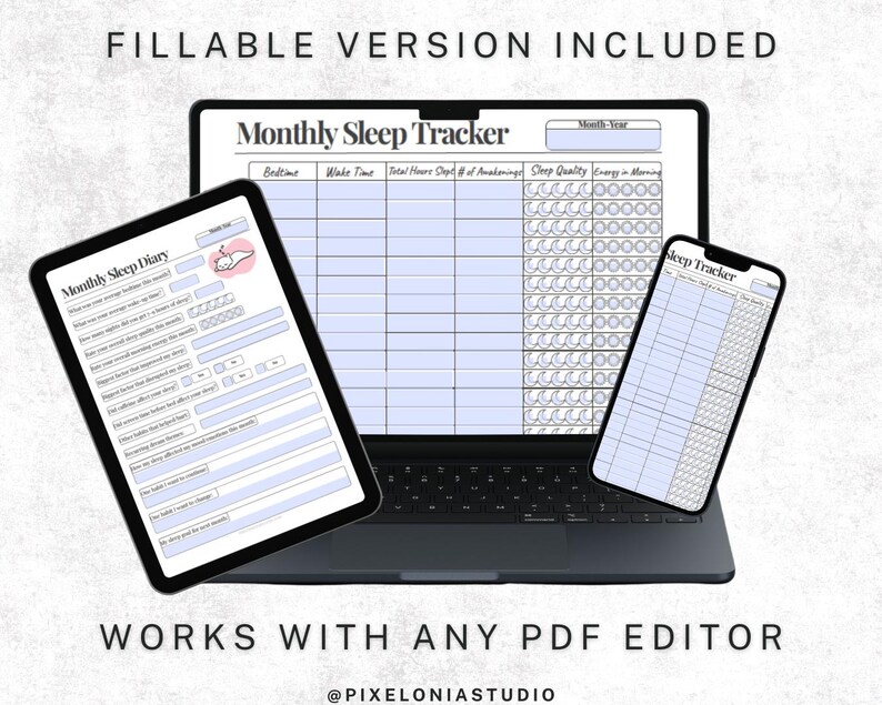 Sleep Tracker Printable | Monthly Sleep Log & Sleep Diary | Sleep ...