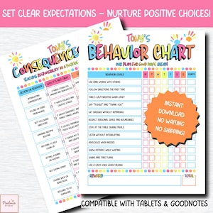 Editable Kids Behavior Chart: Responsibility Tracker, Consequences ...