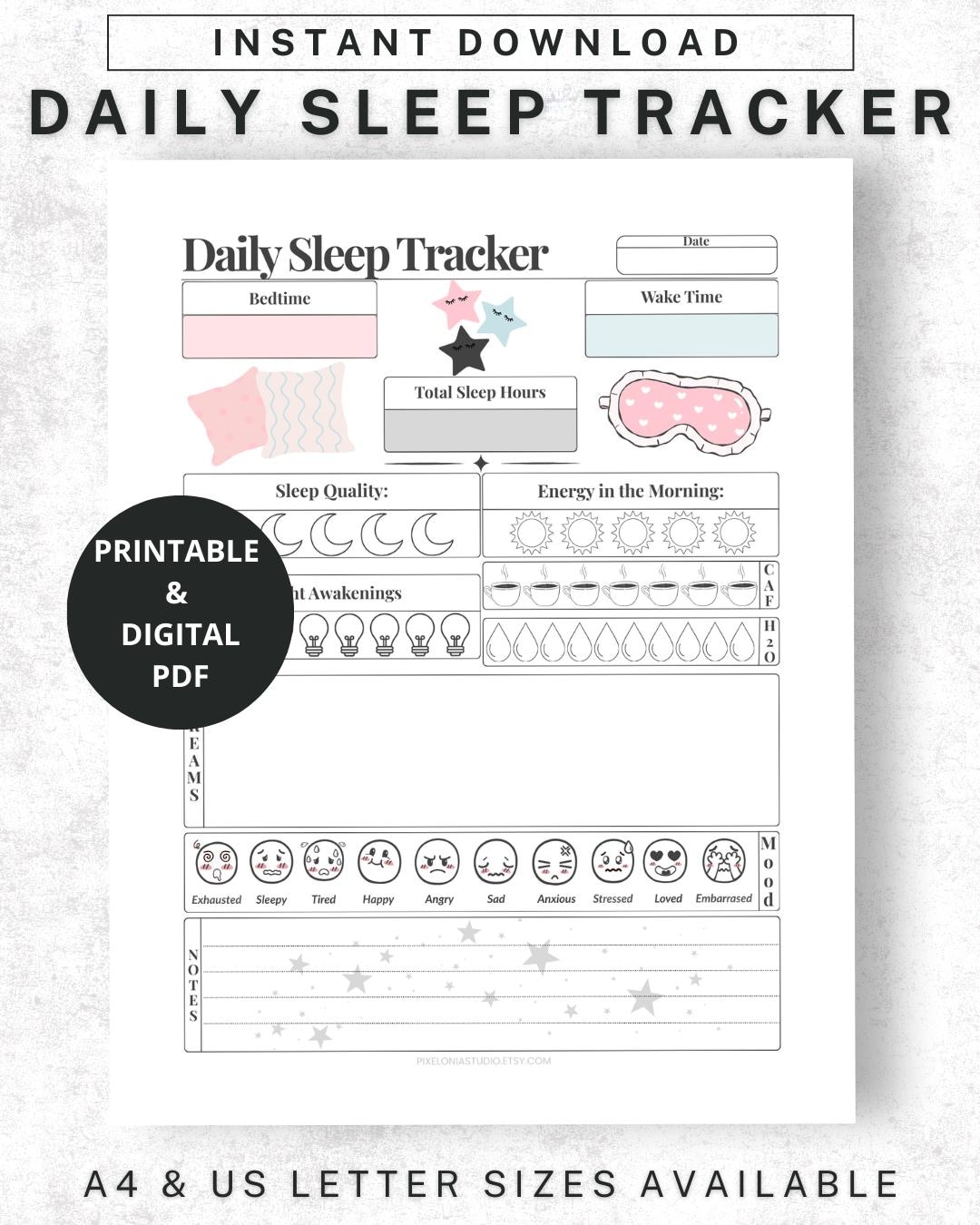 Daily Sleep Tracker Printable | Sleep Log & Dream Journal | Sleep Diary ...