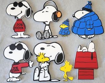 White Beagle Puppy Dog and Bird in Various Styles 3D Decor Fan Art Cartoon (Puffer Jacket, Hugging, Flying Pilot, Cool Joe, Music, Mummy)