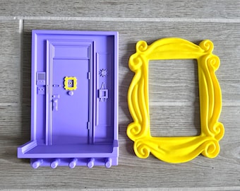 FRIENDS Replica Yellow Peephole Frame for Front Door or 4x6 Photos with custom text. Purple keys holder. Perfect Fan Gift, Multifunctional.