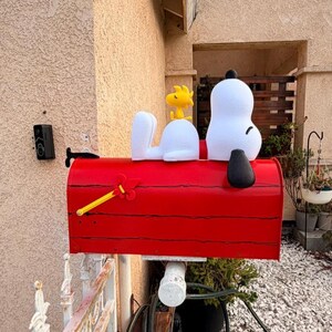 White Beagle Dog Lying Down Sleeping on Mailbox Topper 3D image 4