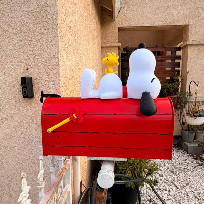 White Beagle Dog Lying Down Sleeping on Mailbox Topper 3D image 4
