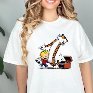 Unisex Calvin and Hobbes T-Shirt - Cozy Winter Apparel, Funny Comic Print Tee, Perfect Gift for Cartoon Lovers, Custom Designed