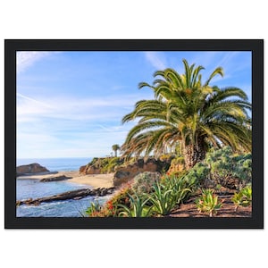 Schöne Palme Wüste Oasis Meerblick Premium Matte Papier Holzgerahmtes Poster