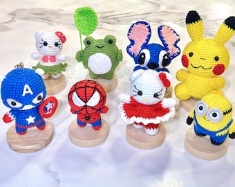 Pick Your Crochet Character – Handmade Keychain or Desk Stand | Kawaii Amigurumi Plushies