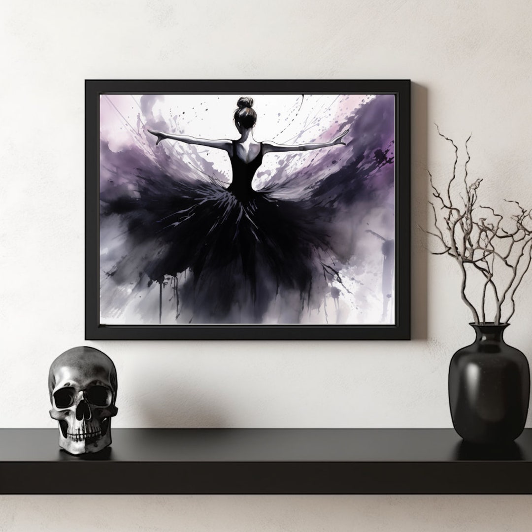 Ballerina as Black Swan Printable, Ballerina Wall Art Digital Print ...