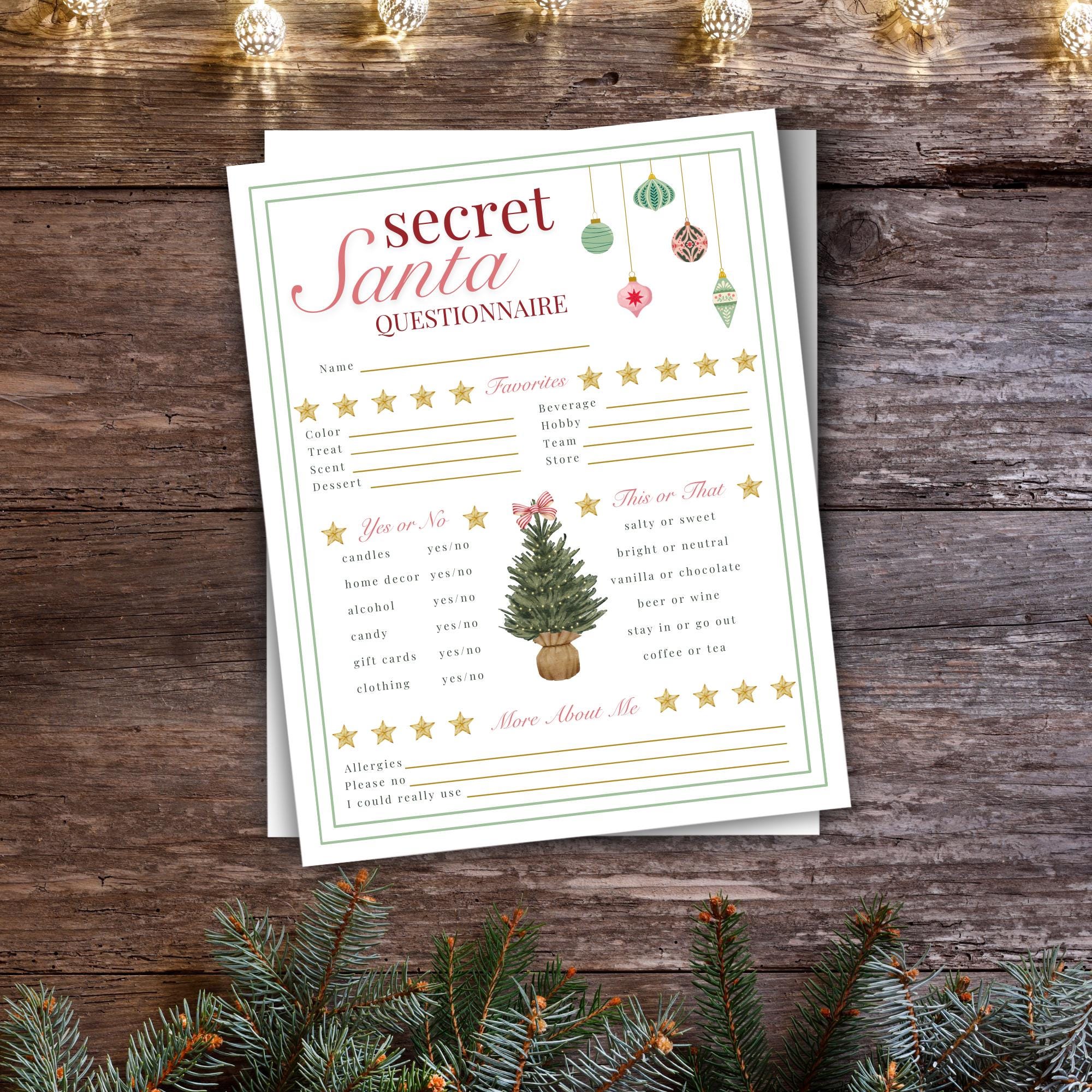 Printable Secret Santa Sign up | Office Secret Santa Sign up | Girl ...