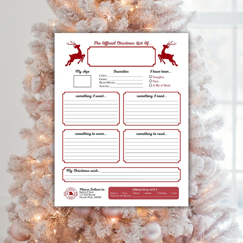 Official Christmas List Printable | Kids Christmas List | Editable Holiday Wish List Template ...