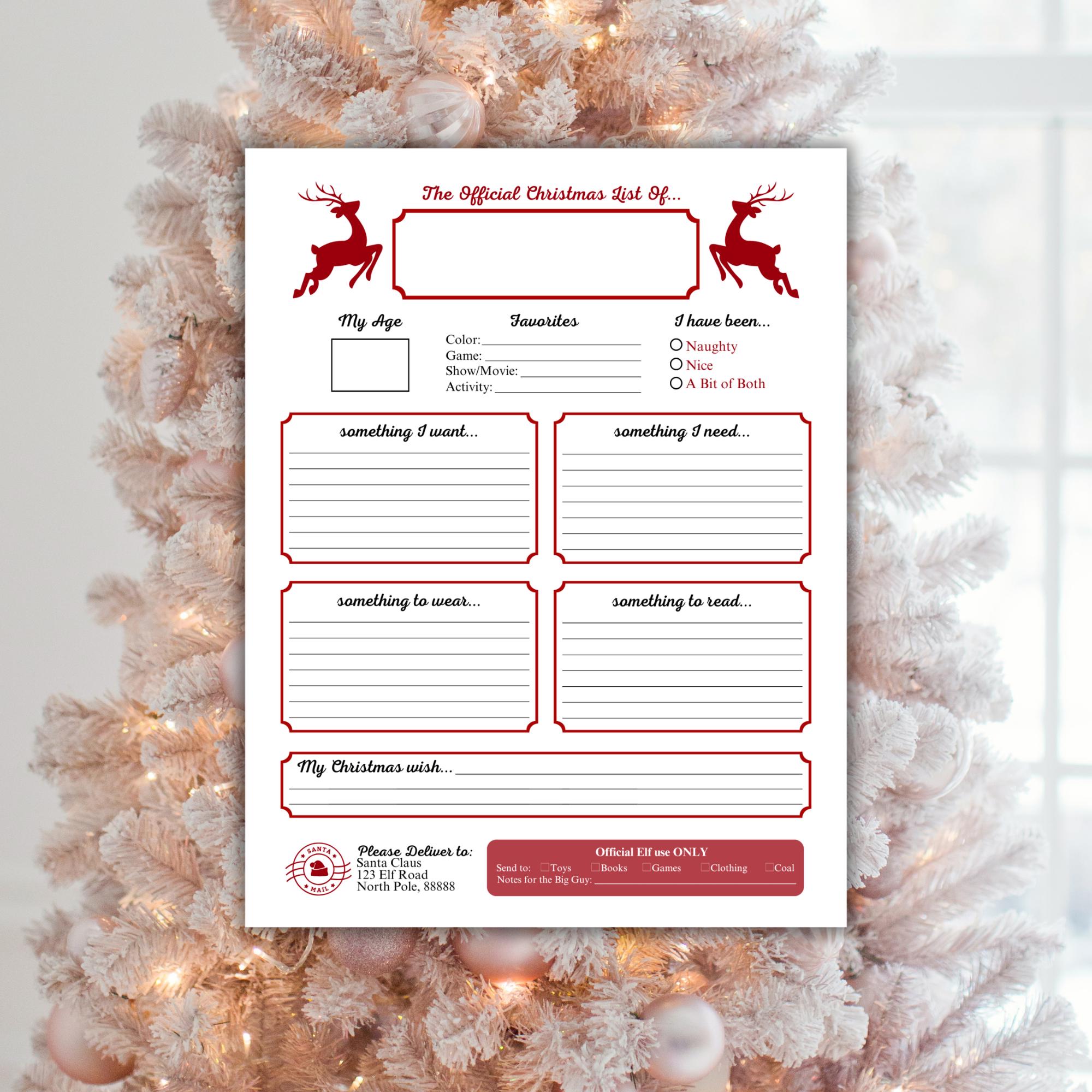 Official Christmas List Printable Kids Christmas List Editable Holiday ...