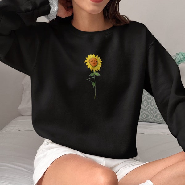 Cute Sunflower Sweater, Yoga Sweatshirt, Cute Sweatshirt, Cozy Sweatshirt, Plant Sweater, Cute Sunflower - Unisex Adult Crewneck Sweatshirt