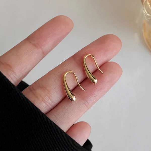18K Gold Waterdrop Ohrringe - Waterdrop Hook Ohrringe - Minimalist Gold Ohrringe - Goldtropfen Ohrringe - Geschenk für Sie - Valentines Day