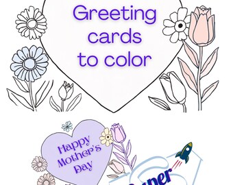 Assorted Mother's and Father's day greeting cards to color