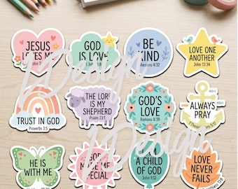 4 sets of Bible Verse stickers in english and spanish