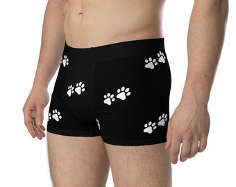 White Cat Paws Boxer Briefs Black - Stylish Comfort for Every Day