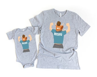 My Hero Shirts, Happy Fathers Day Shirts, Gift For Fathers Day, Dad And Mini Matching Shirts, Dad Life Shirts, Cool Fathers Shirts, AKR68
