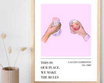 Cheers Our House Drinks Wall Art Taylor Swift Letras Arte Impresión Housewarming Descarga digital Rosa