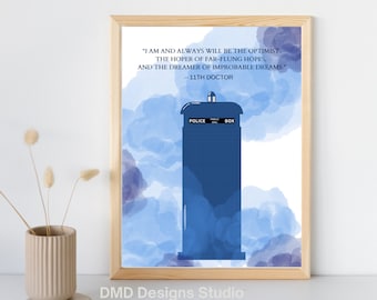 Doctor Who Tardis - Grande 18x24 pulgadas imprimible TV pared arte decoración acuarela cita cartel de descarga digital