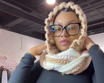 FULL HOOD - Hooded Infinity Scarf – Handmade Crochet Hood Scarf, Chunky Winter Cowl, Cozy Hooded Scarf for Women