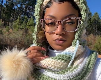 PATTERN - Hooded Infinity Scarf Crochet Pattern | Advanced Beginner Easy | Hooded Scarf Pattern | Infinity Hood PDF