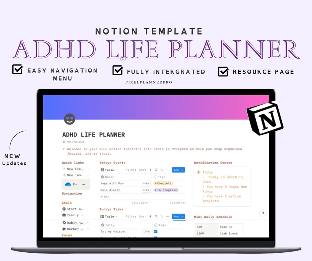 Customizable ADHD Notion Template Boost Productivity & Focus With Customizable ADHD Notion Template Boost Productivity & Focus With