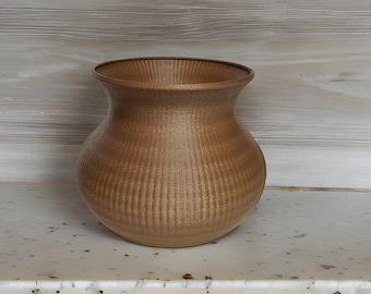 Wood-Infused 3D Printed Planter – Modern Succulent Pot