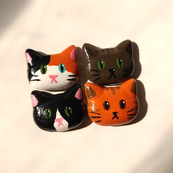 Hand Painted Polymer Clay Cat Fridge Magnets, Perfect for Cat Lovers, Friends and Family!