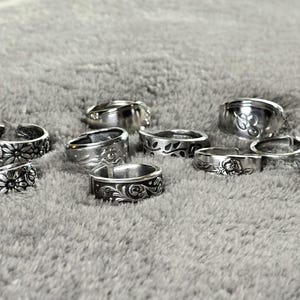 Thrifted Vintage Silver Stainless Steel Spoon Rings, Pack of 2