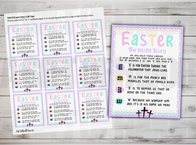 M&amp;M Easter Story Tag M and M Easter Poem Candy Tube Easter Basket ...