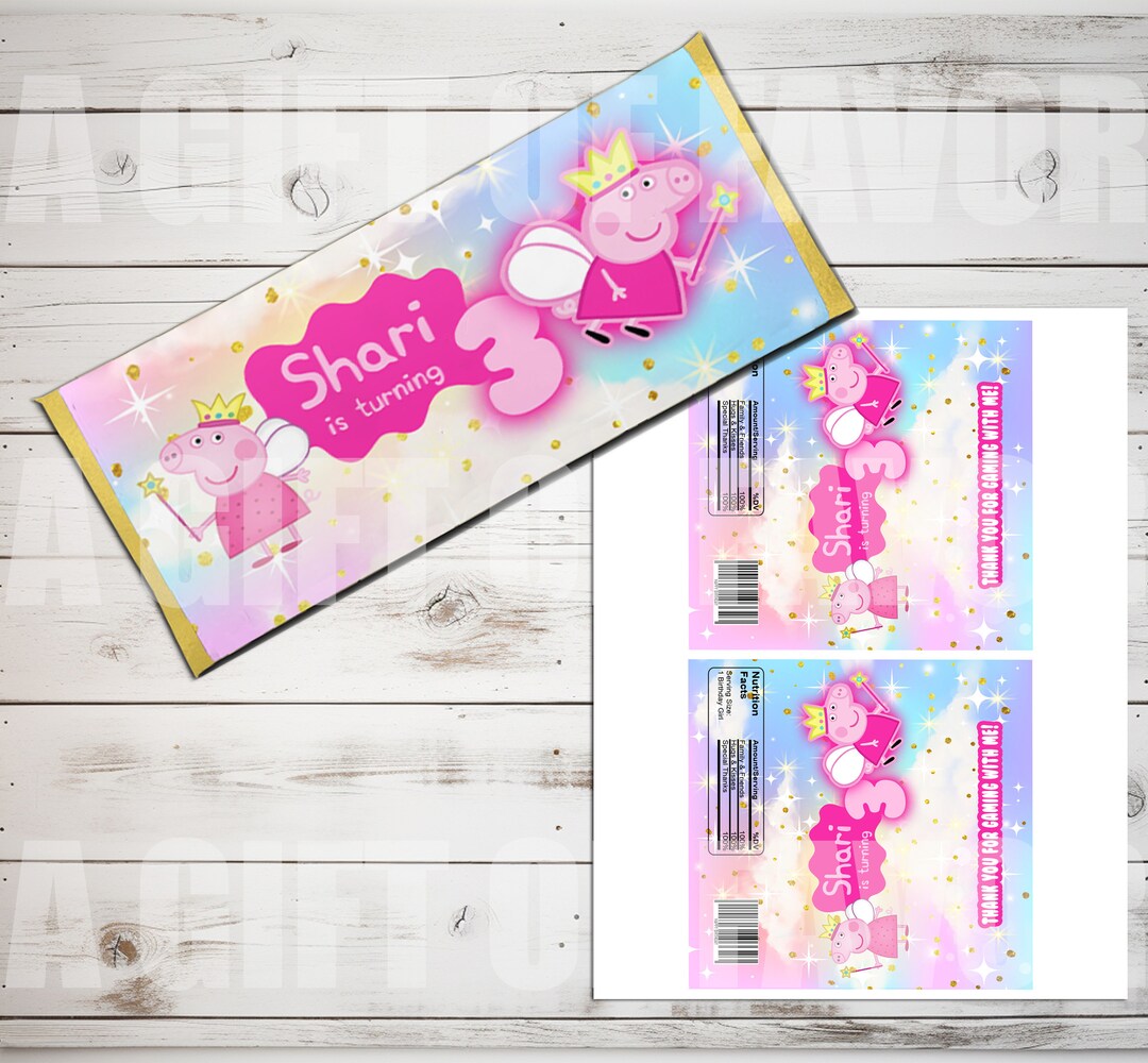 Peppa Pig Chocolate Bar | Fairy Peppa Pig Birthday Labels | Peppa Pig ...