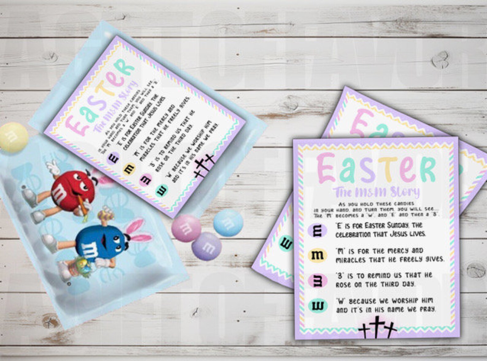 M&amp;M Easter Story Tag - M and M Easter Poem Candy Tube - Easter Basket ...