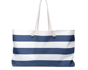 Striped Weekender Tote Bag: Oversized Beach Travel Bag