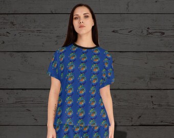 Turtle Watercolor Pajama Set: Women's Sea Creature Loungewear