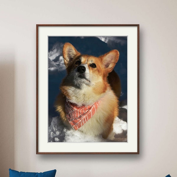 Corgi Dog Winter Digital Print | Pet Poster | Landscape | Dog Printable | Nature Wall Art | Photography | Home Decor | Digital Download