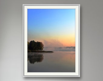 Foggy Summer Sunrise Digital Print | Landscape Printable | Sunrise Photo Print | Nature Wall Art Photography | Home Decor | Digital Download