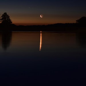 Moon Lake Night Photo Print: Calming Nature Landscape (Digital Download)