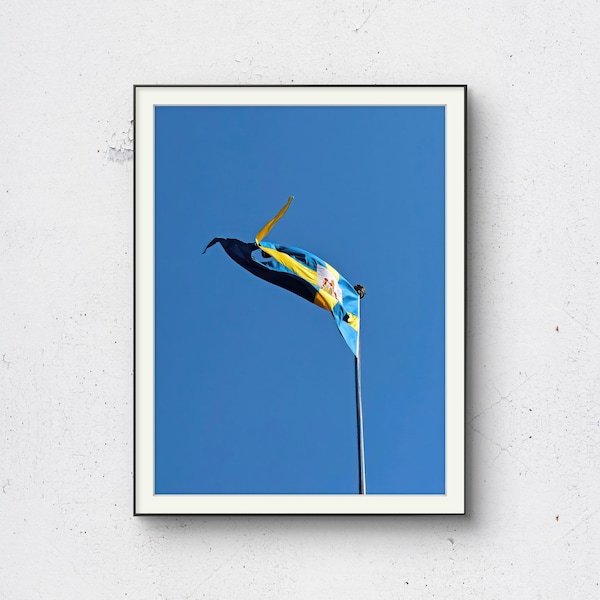 Blue Sky Sweden Flag Digital Print | Waving Flag Printable | National Photo Print | Scandinavian Wall Art | Home Decor | Digital Download