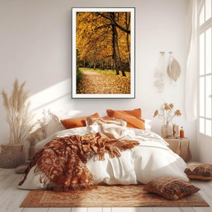 Herbst Park Gasse Poster gerollt - Gelb Natur Liebhaber Herbst Dekor Erntedank Geschenk, Wand Dekoration gemütliches Zuhause,