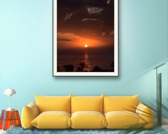 Ocean Beach Sunset Poster Print | Landscape Printable | Tropical Photo Print | Nature Wall Art Photography | Home Decor | Wall Fine Art