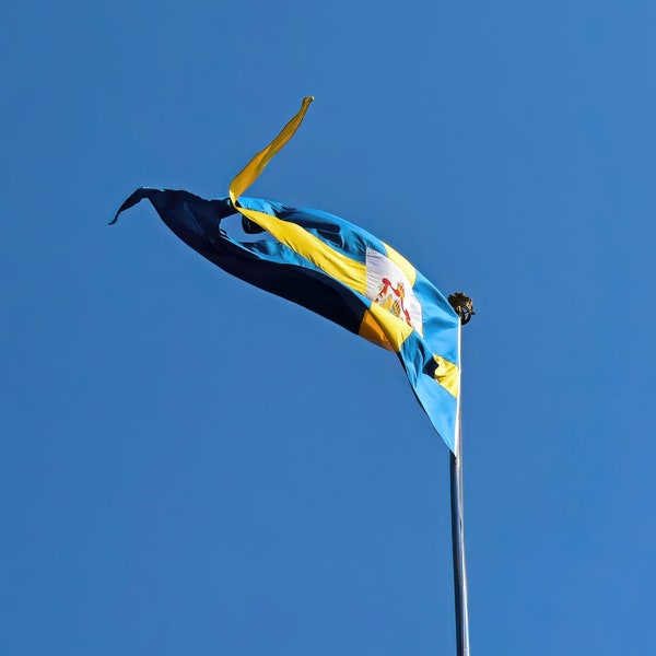 Blue Sky Sweden Flag Poster Print | Waving Flag Poster | Scandinavian Wall Art | National Symbol Photo Print | Home Decor | Wall Fine Art