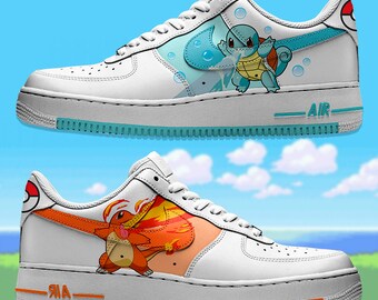 Sneakers Custom Personalized Air Force 1 Hand Painted Pokemon Charmander Squirtle Videogames custom shoes