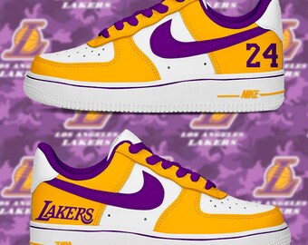 Aangepaste sneakers Air Force 1 Kids handgeschilderde Lakers