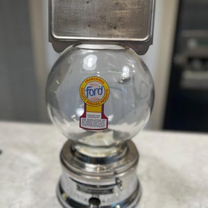 Vintage Ford Chrom Penny Kaugummiautomat mit Werbekarte * braucht Schloss/Schlüssel *