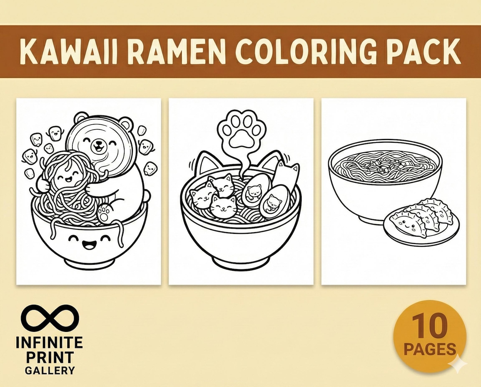 Kawaii Ramen Coloring Pages | Cute Japanese Food Coloring Book | Cozy