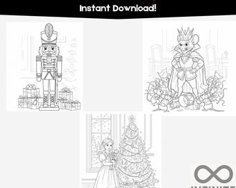 Nutcracker Ballet Coloring Pages | 10 Christmas Printable Sheets for Kids | Holiday Dance & Theater Coloring Book | Instant Download