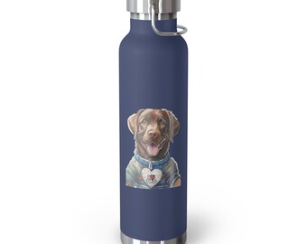 Chocolate Labrador Dog Dad Premium Copper Vacuum Insulated Bottle, 22oz